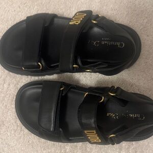 Dior Black Sandals with Gold Accents